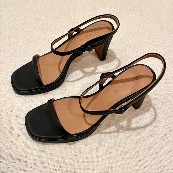 Madewell black and brown/tan Cherelle slingback leather heel sandal US size 8 - Picture 3 of 7